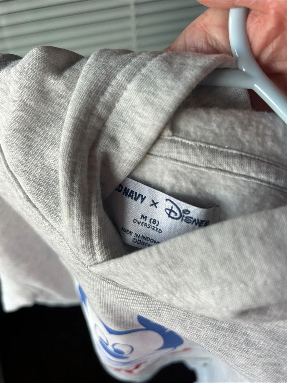 Old Navy Gray Hoodie with Blue Mickey and Red Logo